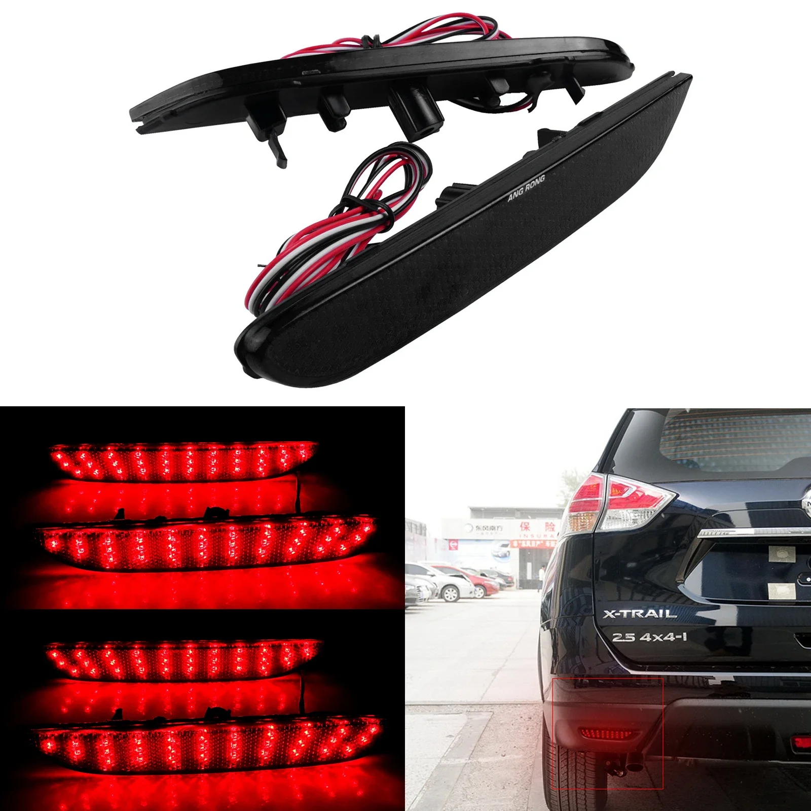 

2x LED Rear Bumper Reflector Turn Signal Light Black Lens For Infiniti QX60 Q50