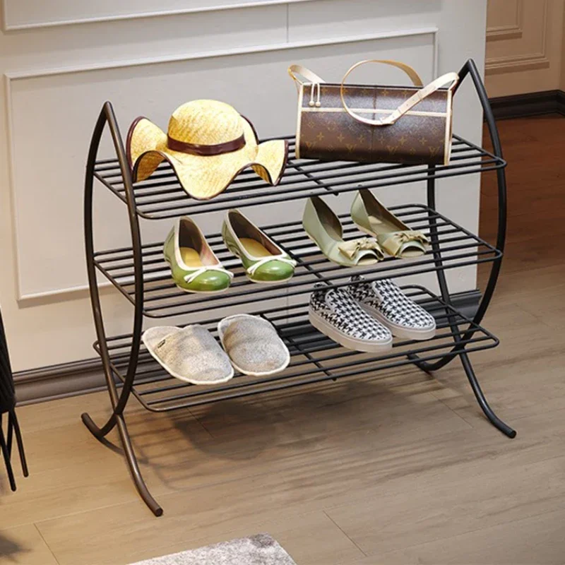 Light Luxury Gold Shoe Cabinet Multi Layer Iron Storage Shoes Baking Paint Craft Shoe Shelf Versatile Scene Hallway Furniture