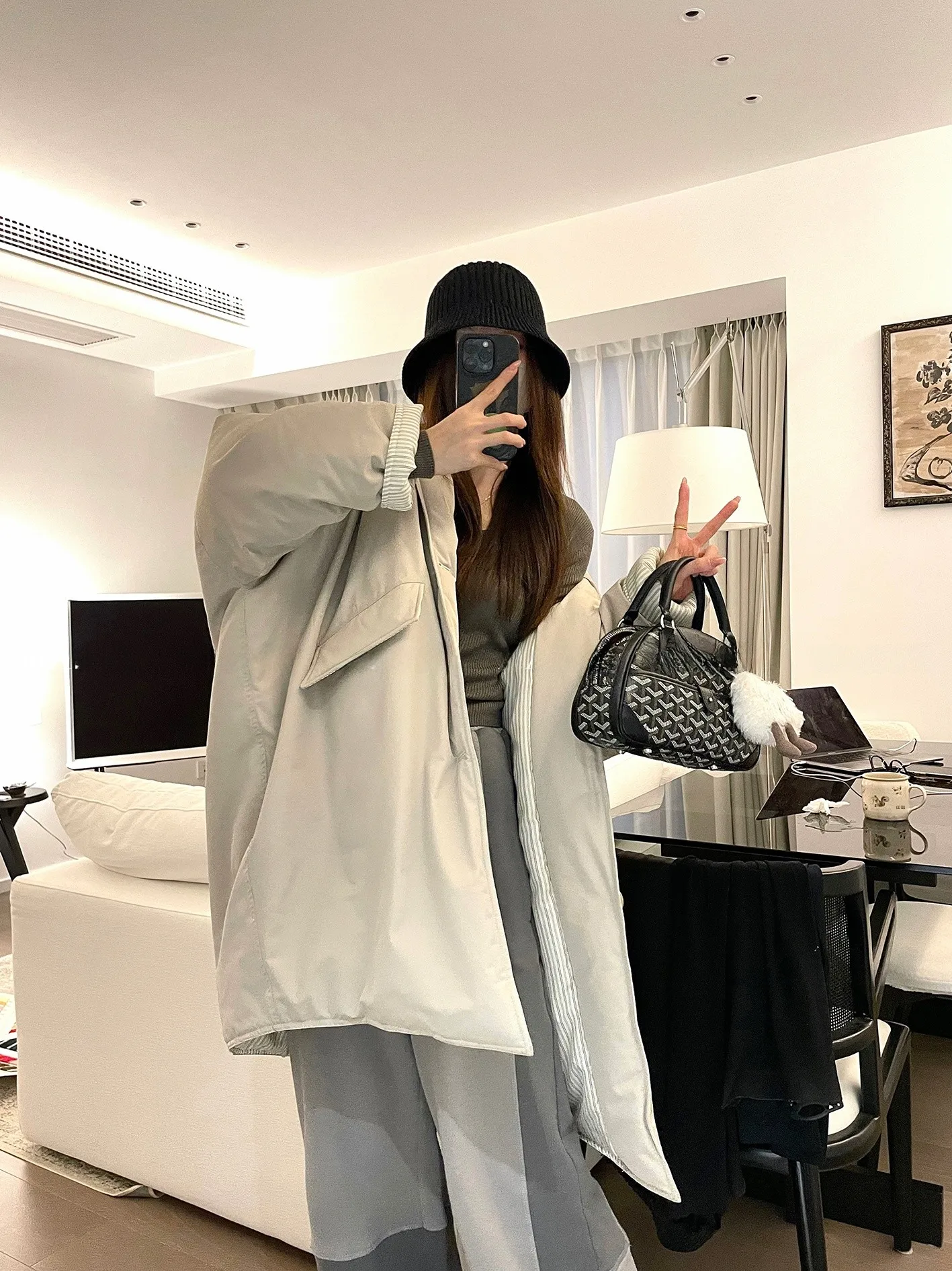 

Khaki Cotton Jaet MASTE Winter Thiened Outerwear Coat Medium Length ape Design Blanket Sle Women's Faion Clothing