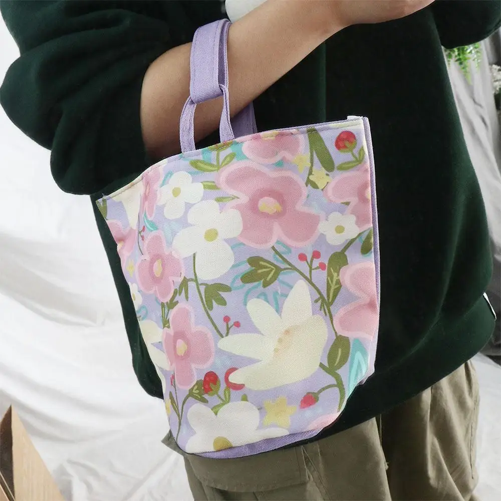 

Casual Large Capacity Fresh Flower Bucket Bag Korean Style Tote Bag Canvas Handbag Shopping Bags Lunch Bag Mummy Bag Girls