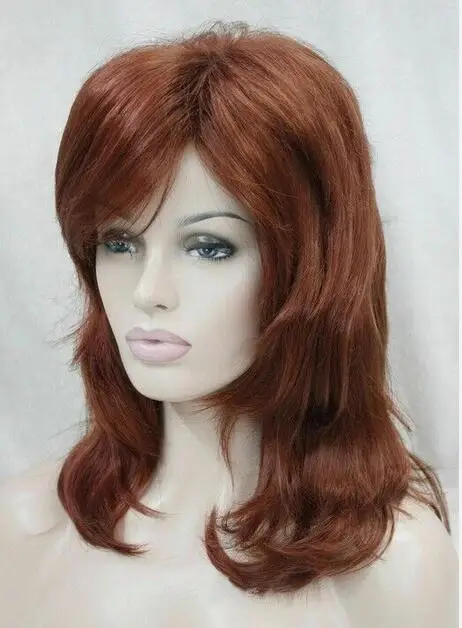 Women Wig Ladies Natural Short Wine Red Mix Full Wigs Hair Cosplay Wig 9 Colors