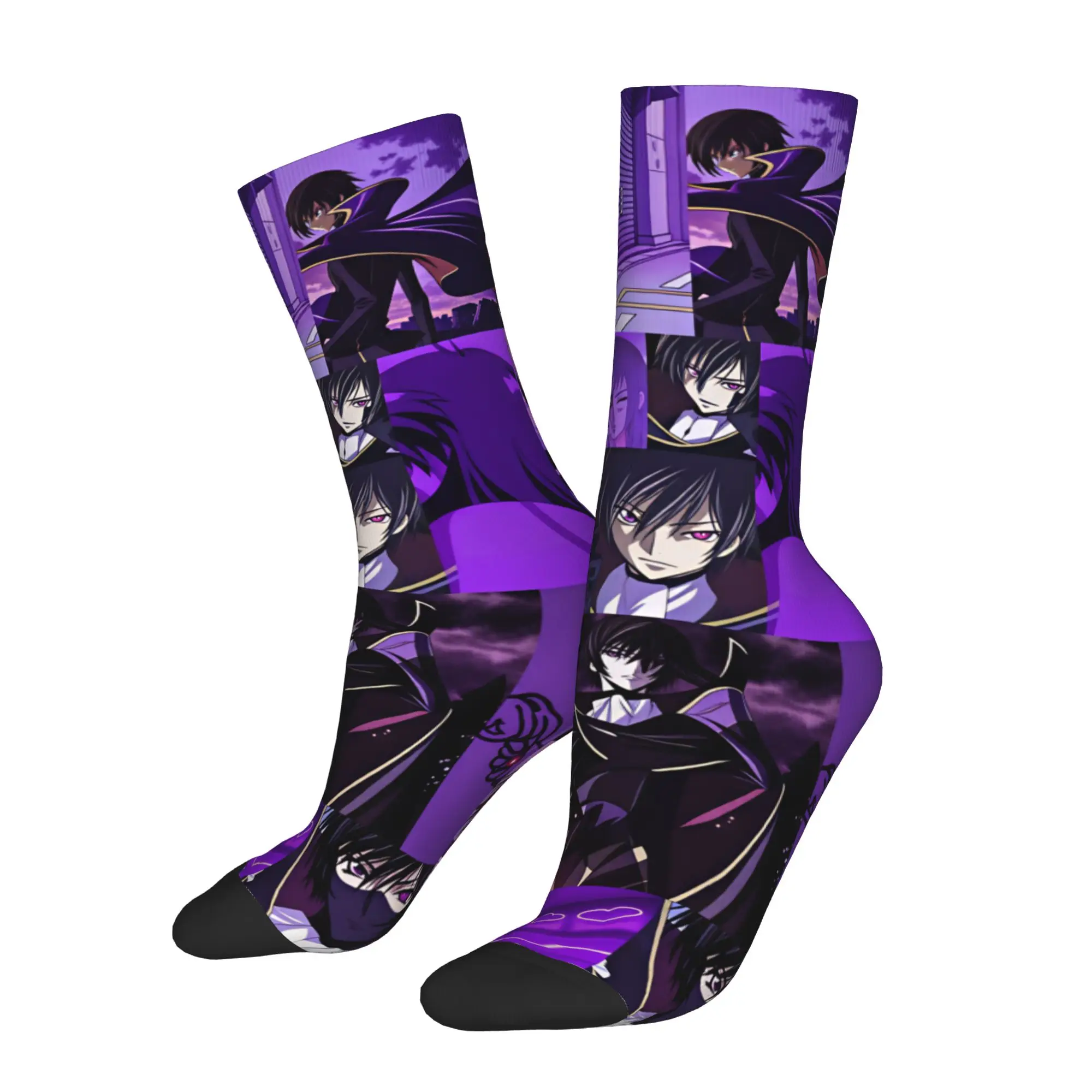 Kawaii Mens Code Geass Lelouch of the Rebellion Dress Socks Unisex Warm Comfortable 3D Print Anime Crew Socks
