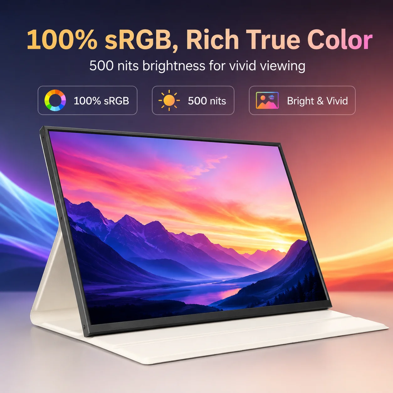 LESOWN 16 Inch 4K Portable Monitor 3840x2400 100% sRGB LCD Display Type-C HDTV Secondary Screen for PC Gaming AIDA64 DIY Setup