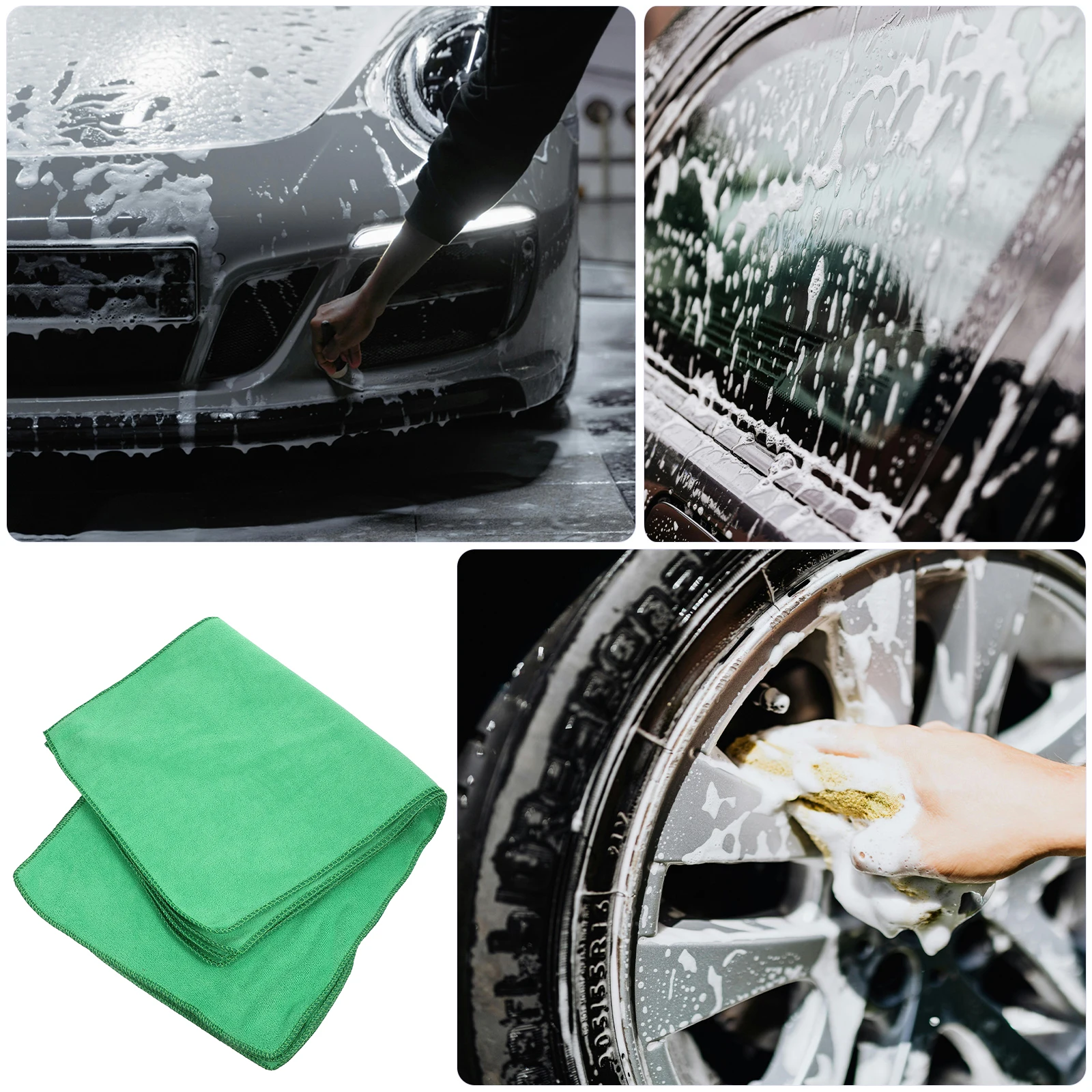 

5 Pcs 30x60 Green Microfiber Car Wash Towels Soft Cleaning Cloth for Drying Cars Motorcycles Windows Bathrooms Kitchens
