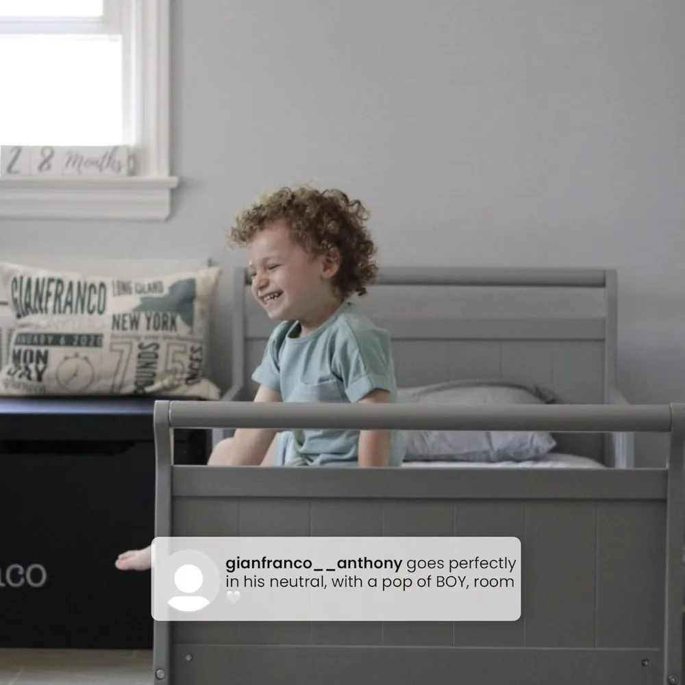 子供用木製そり型幼児用ベッド、グレー