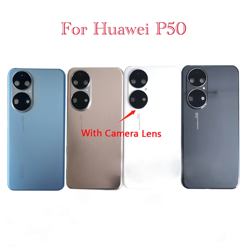 NEW For Huawei P50 Back Battery Cover Glass Housing Case Door Rear With Frame Camera Lens With sticker Replacement