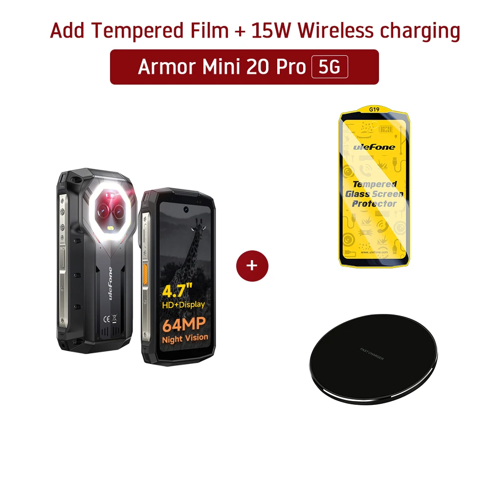 To Ulefone Armor Mini 20 Pro 5G 4.7" Rugged Phone 64MP Night Camera Android 14 Smartphone 6200mAh Mobile phone LED