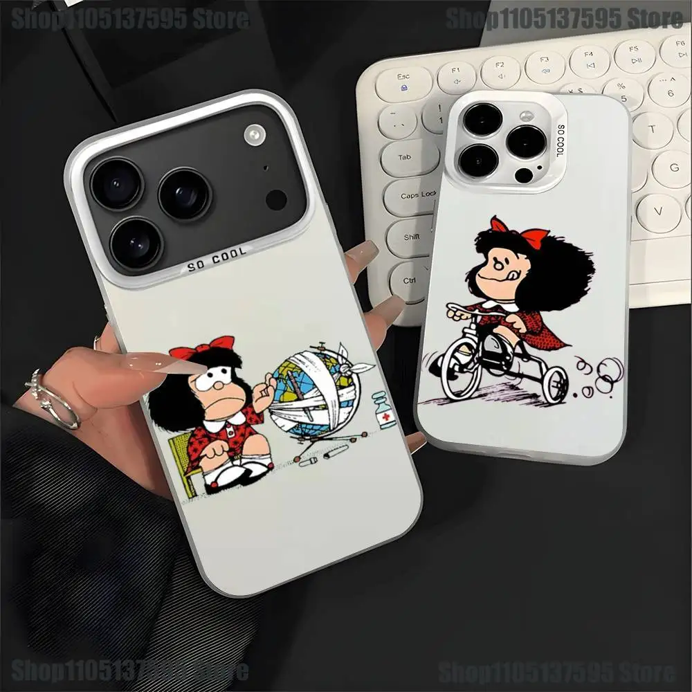 

Cute M-Mafaldas Phone Case For iPhone 16,15,14,13,12,11,Pro,XS,Max,Plus,Mini,SE4,E White Matte Shockproof Cover