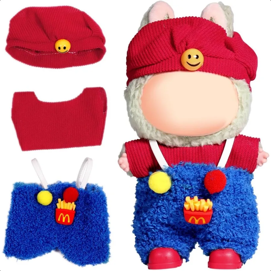 AICase for Labubu Clothes for Labubu OutfitsClothes Set for 17cm Lububu Doll 3 Piece Set Hat Clothing for LA BUBU Boys and Girl