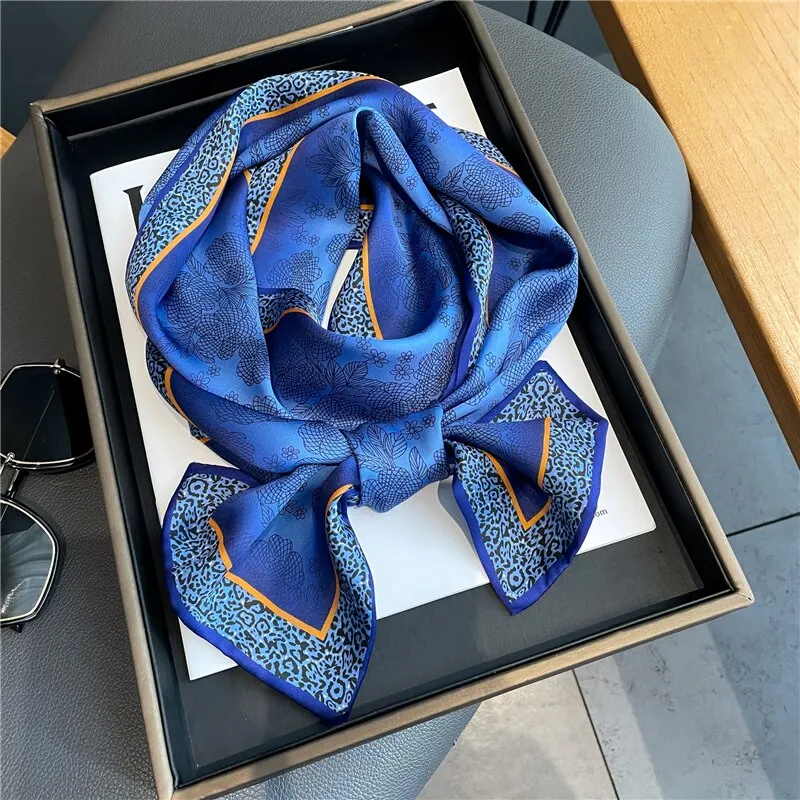 Plaid Skinny Satin Silk Scarf for Women Hair Bands Neck Tie Belt Headband Lady Wraps Foulard Headkerchief Bandana