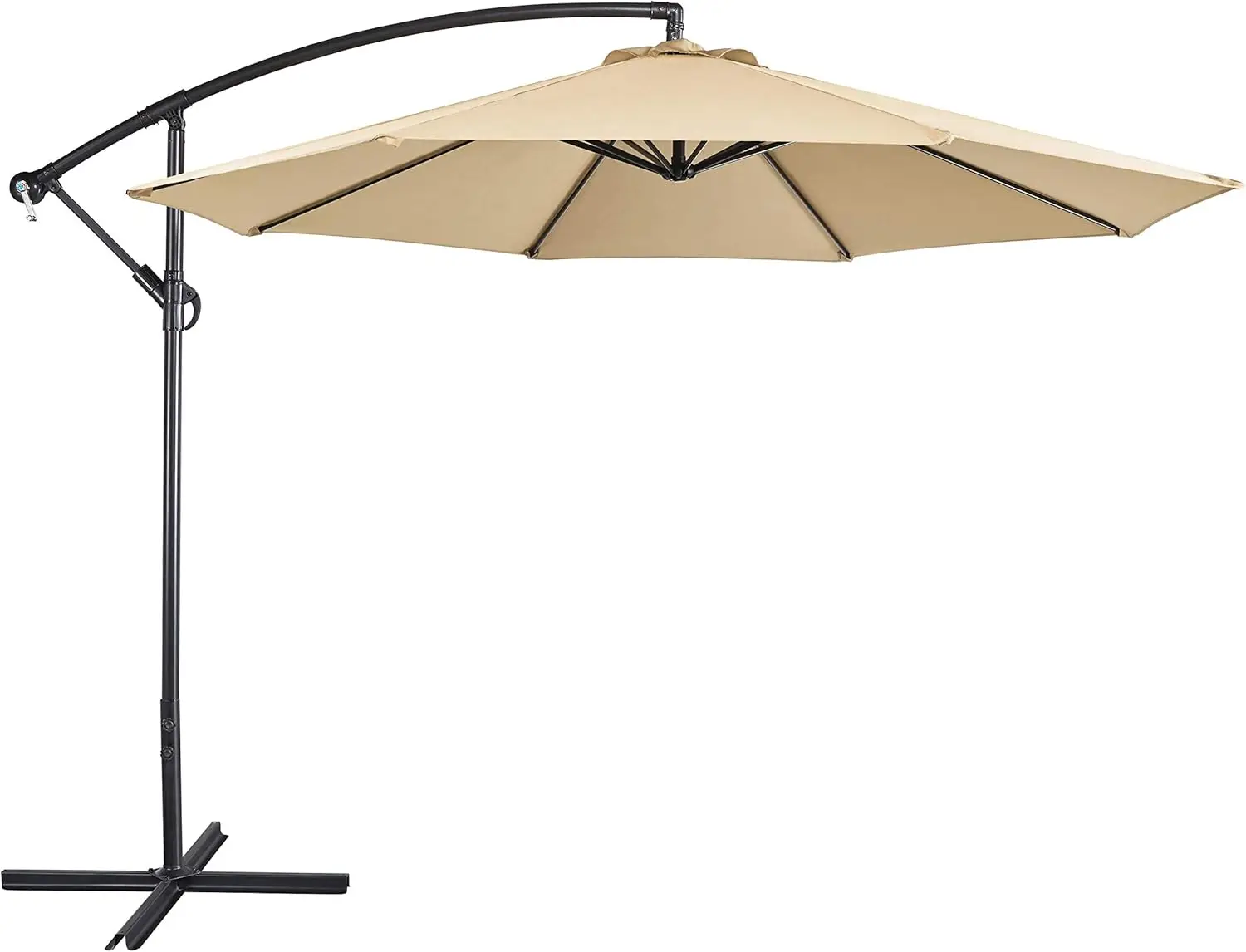 10FT Patio Offset Umbrella - Cantilever Hanging Outdoor Umbrellas w/UV Protection & 8 Ribs & Handy Crank & Cross Base for Market