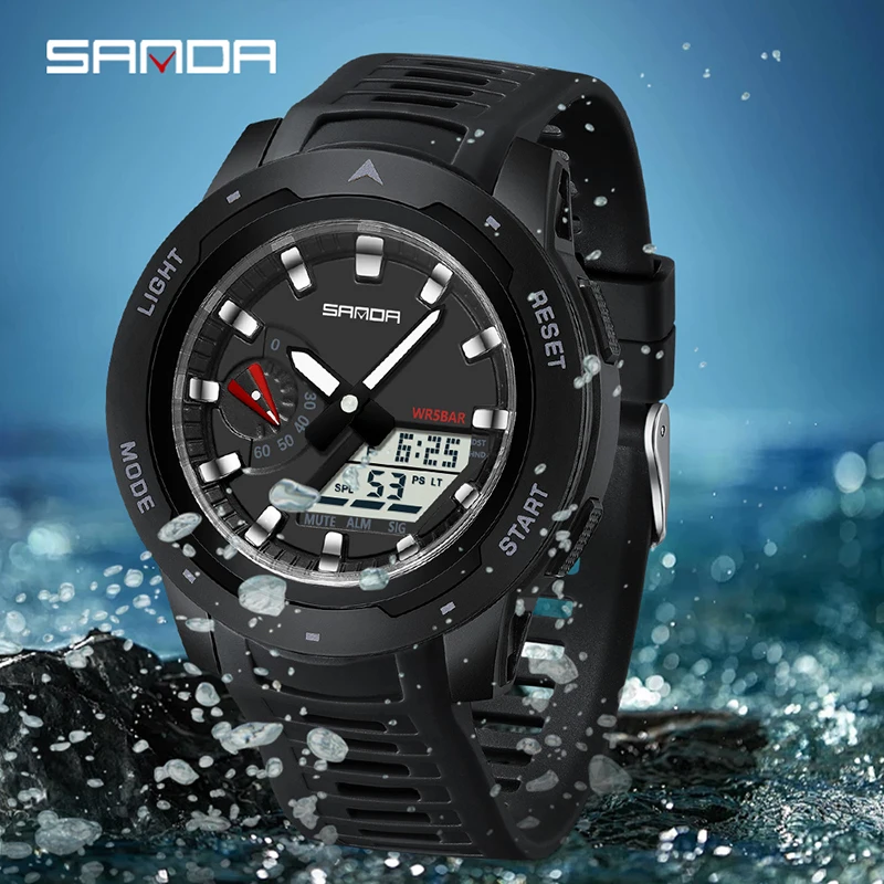 SANDA Outdoor Sports Watch New Hot Men\'s LED Little Luminous 50M Waterproof Date ElectronicTimer Student Watch Relogio Masculino