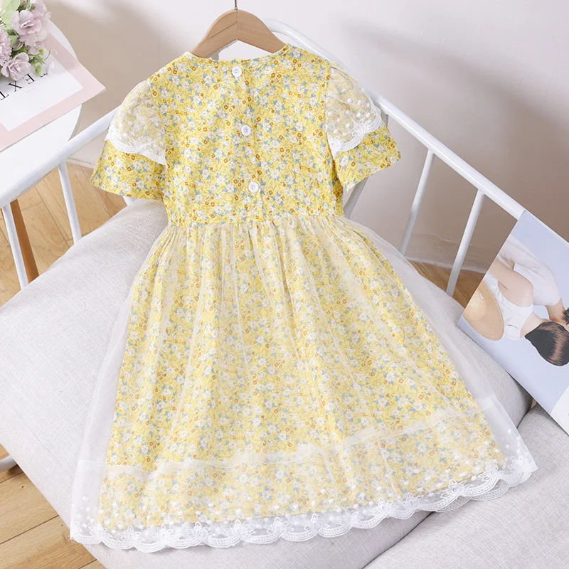 Summer Baby Kids Floral Dress for Girls Clothes Princess Prom Outfits Short Sleeve Children Teenagers Costumes 4 6 8 10 12 Years