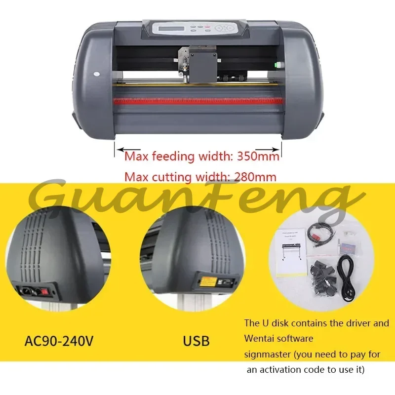 The electric cutting plotter has a cutting width of 280mm
