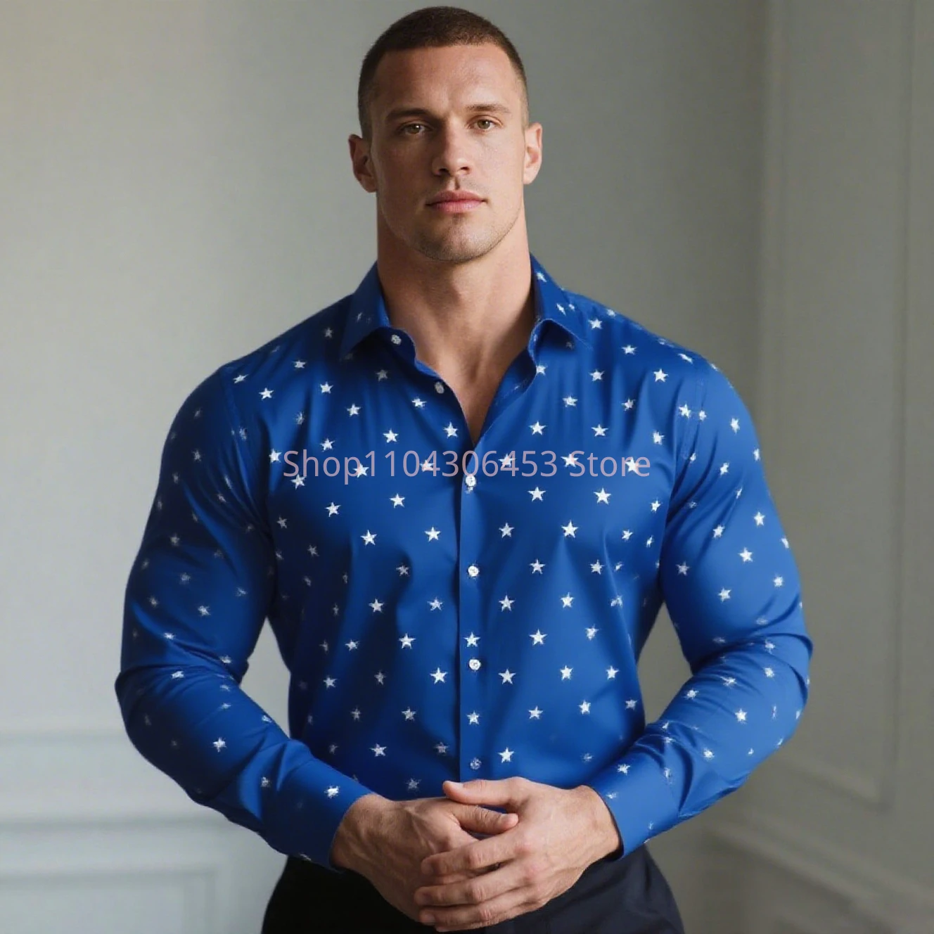 

Men's Five-pointed Star Multi-color 3D Printed Shirt Hawaiian Vacation Casual Long-sleeved Lapel Shirt Business Simple Casual
