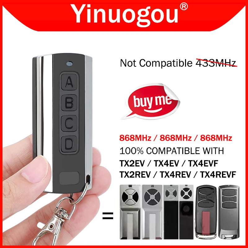TX2EV TX4EV TX4EVF TX2REV TX4REV TX4REVF 868 Garage Door Remote Control Gate Opener Transmitter 868MHz