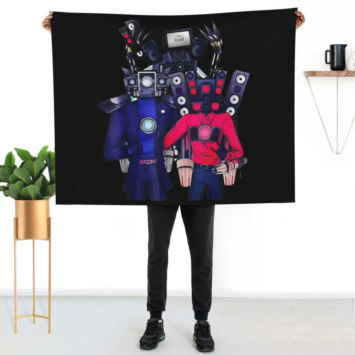 Speakérman and Cameráman Skibidi Toilet Throw Blanket Kid'S Hairys Hair Large Hairy Furrys Blankets