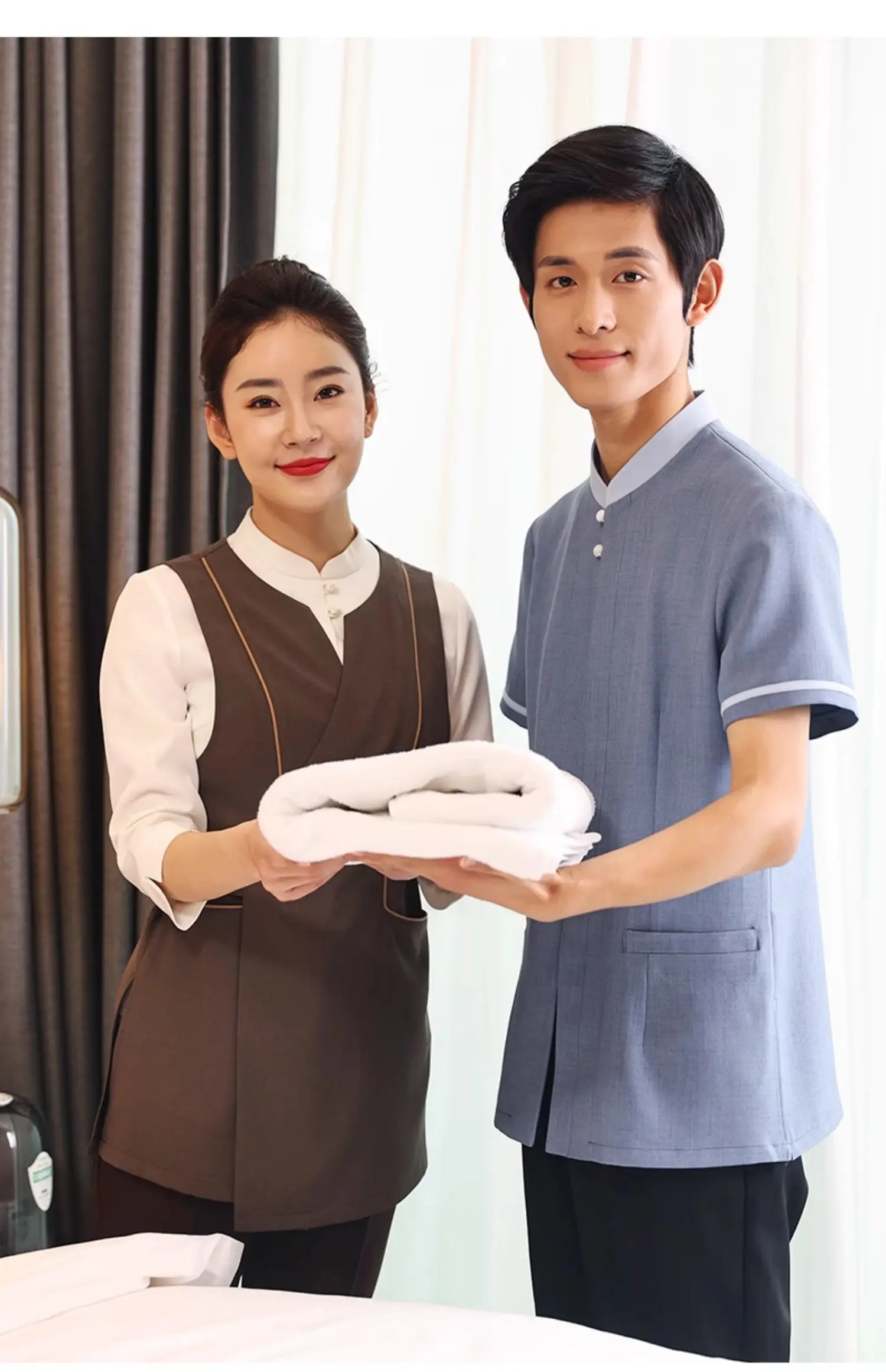 ستار فندق الموظفين ملابس العمل صالون تجميل سبا موحدة تقديم الطعام ملابس العمل الإناث مطعم مكتب الاستقبال التموين النادل الزي الرسمي #6