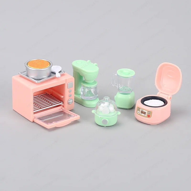 Mini Pretend Play Set Electric Rice Cooker Oven Blender Egg Steamer Dollhouse Accessories Kids Toy