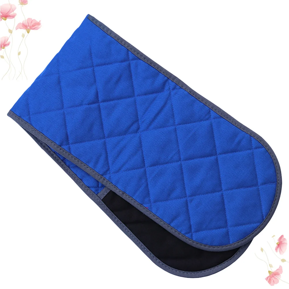 

1Pcs Heat Resistant Silicone Oven Gloves Cotton Lining Anti-Scalding Anti-Slip Kitchen Mitt Bbq Microwave Baking Gloves Blue