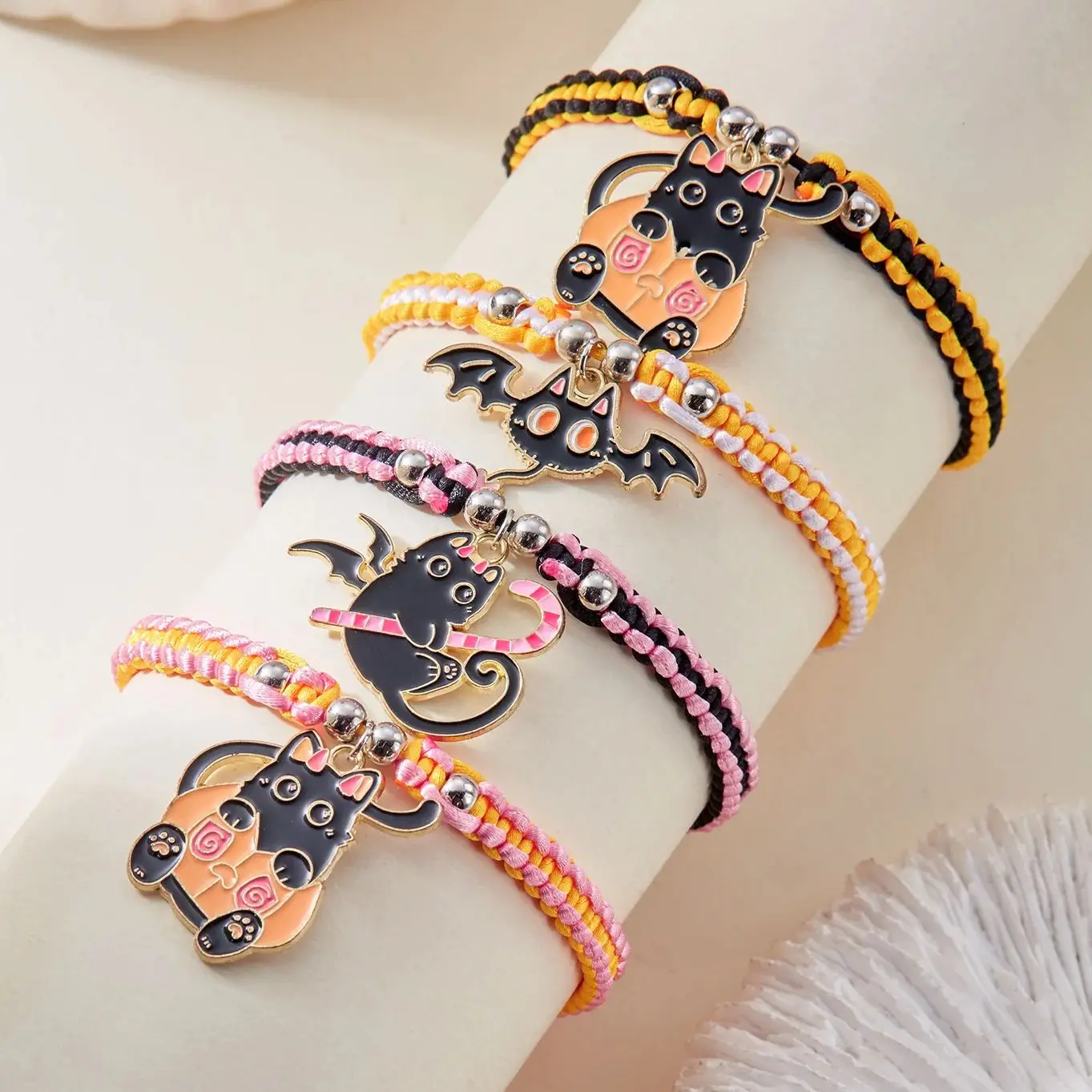 

Minimalist Cartoon Cat Demon Braided Bracelet for Women Men Fashion Cute Halloween Theme Bracelets Fashion Party Jewelry Gift