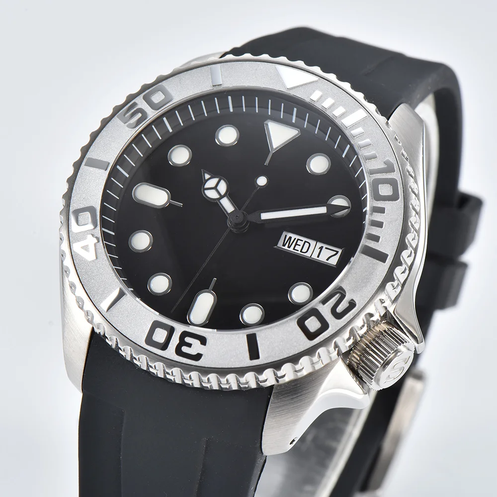 Custom logo nh36 watch 41.5mm watch men's watch Stainless Steel Case rubber bracelet Japanese NH36 automatic movement