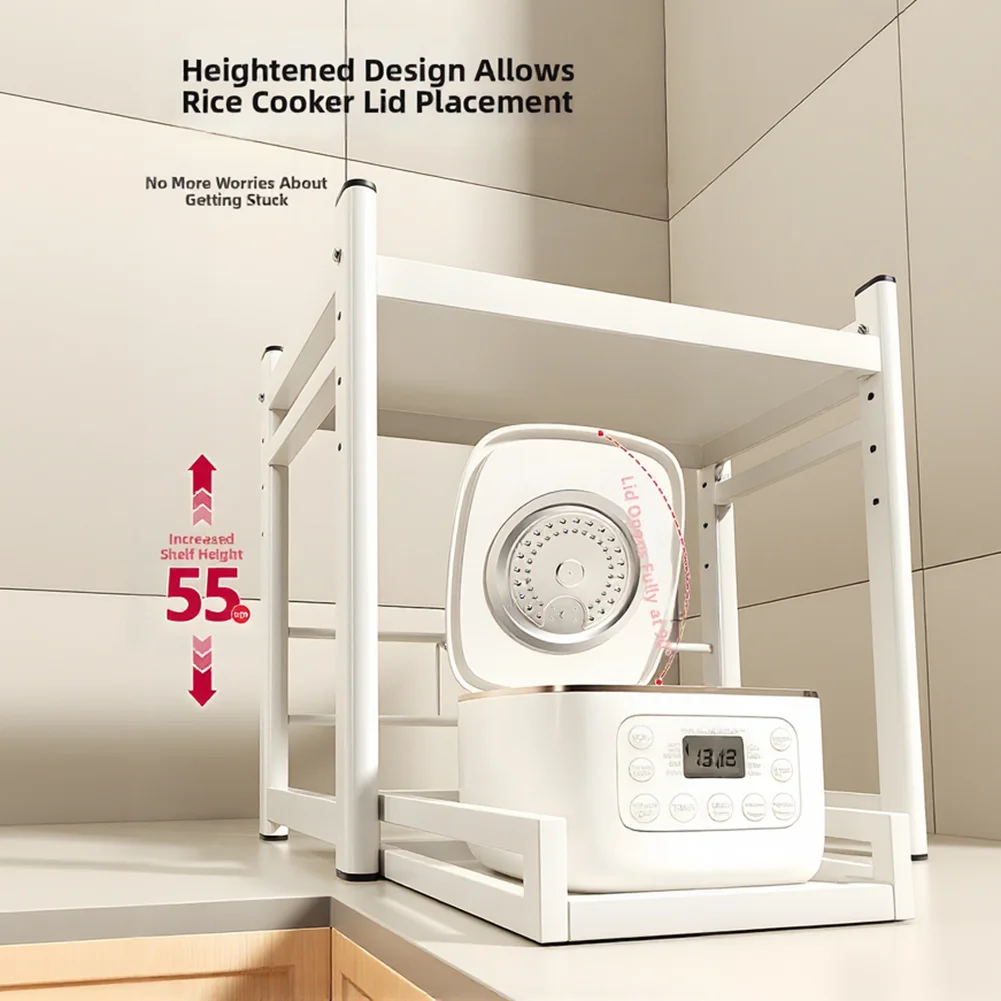 

Двухуровневая регулируемая подставка для микроволновой печи, выдвижная полка для микроволновки, металлические органайзеры для кухонной столешницы, держатель для хранения посуды