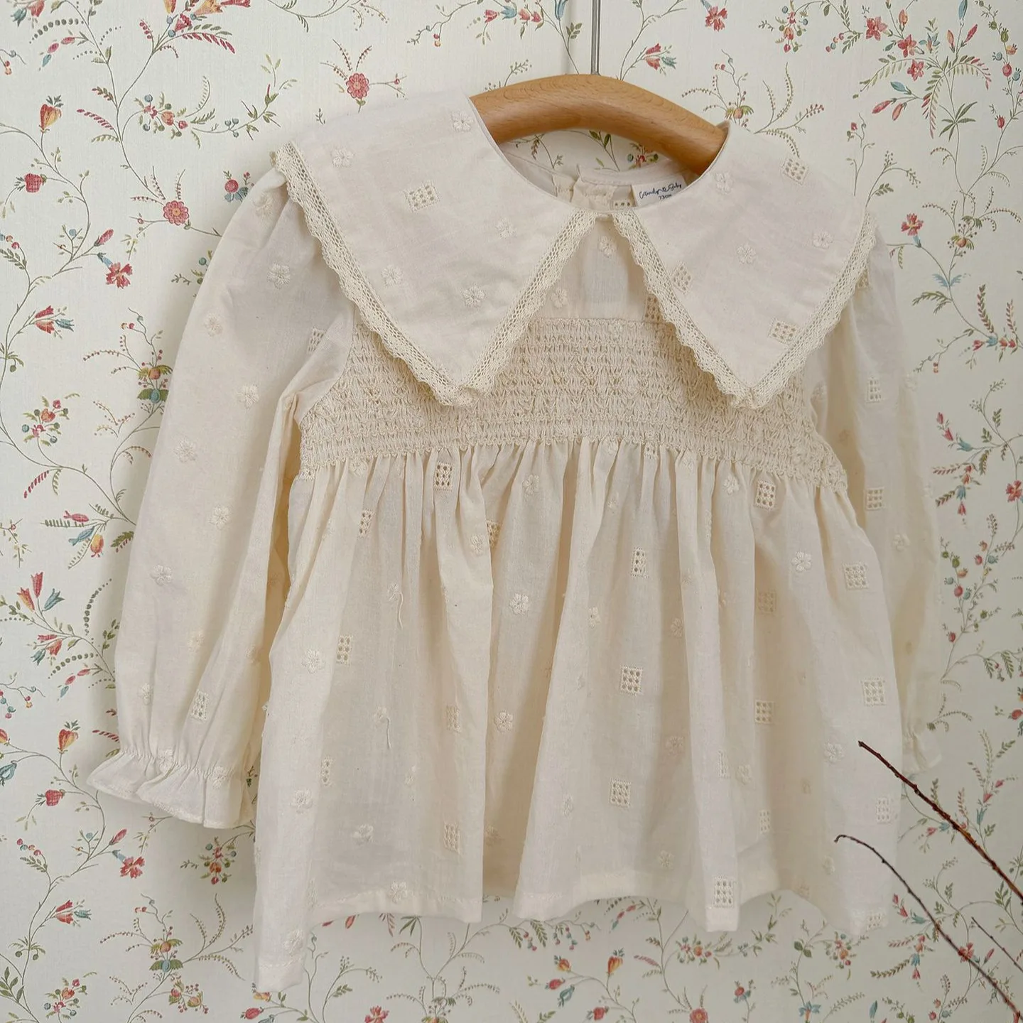 Girls Spring Fashion Trend Versatile Stylish Shirt Baby and Toddler Childrens Apricot Long-Sleeve Ruffle Doll Shirt