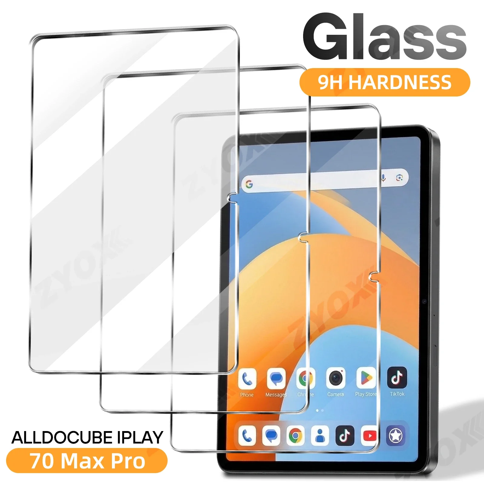 9H Tempered Glass for Alldocube IPlay 70 Max Pro, Screen Protector Durable HD Clear Anti-scratch Protection Film Accessories