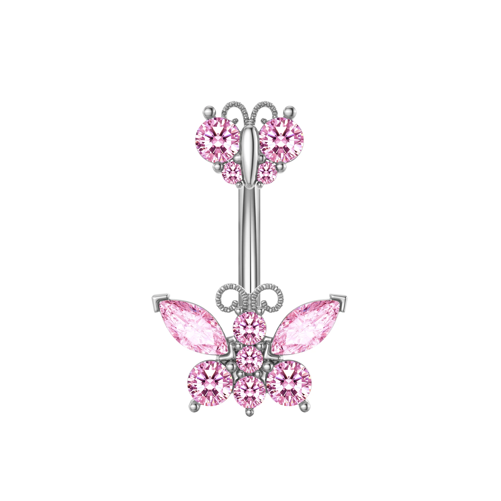 Gold Color Crystals CZ Belly Piercing Dangled Navel Ring