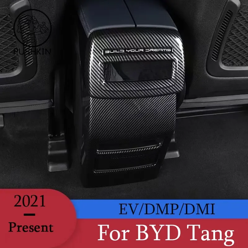 

For BYD Tang EV DMP DMI 2021 2022 2023 Carbon Fiber Style Rear Seat Armrest Box Anti Kick Cover Trim