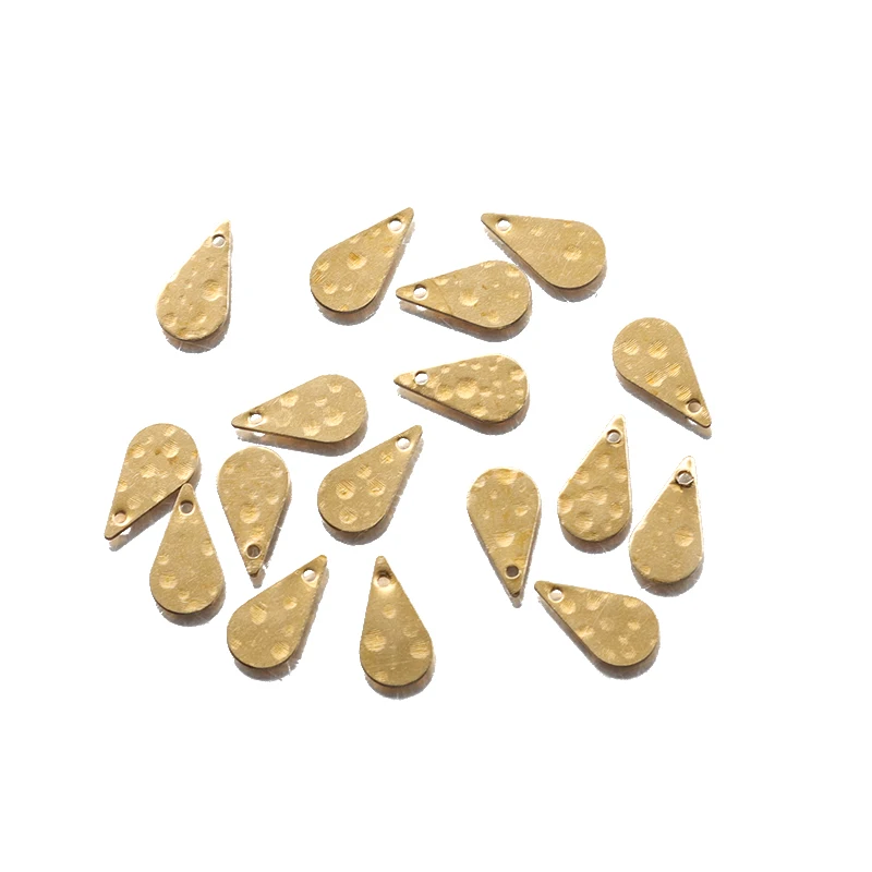 100pcs Wholesale Raw Brass Hammered Tiny Waterdrop Charms for Earrings Bracelet Necklace Jewelry Making