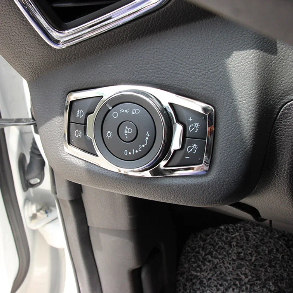 Stainless steel headlight switch cover stickers For Ford focus 3 MK3 MK4 KUGA Escape mustang 2015 Mondeo Fusion 2013-2016