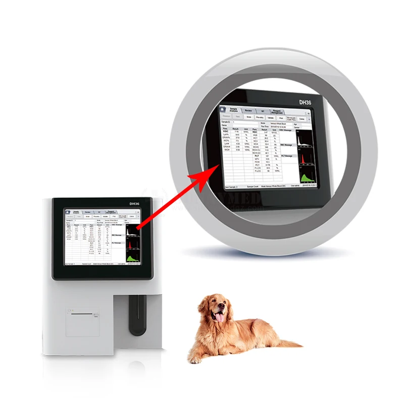 SYB-DH36 الطبيب البيطري DH36 عداد خلايا الدم محلل أمراض الدم التلقائي 3 جزء CBC آلة اختبار الدم