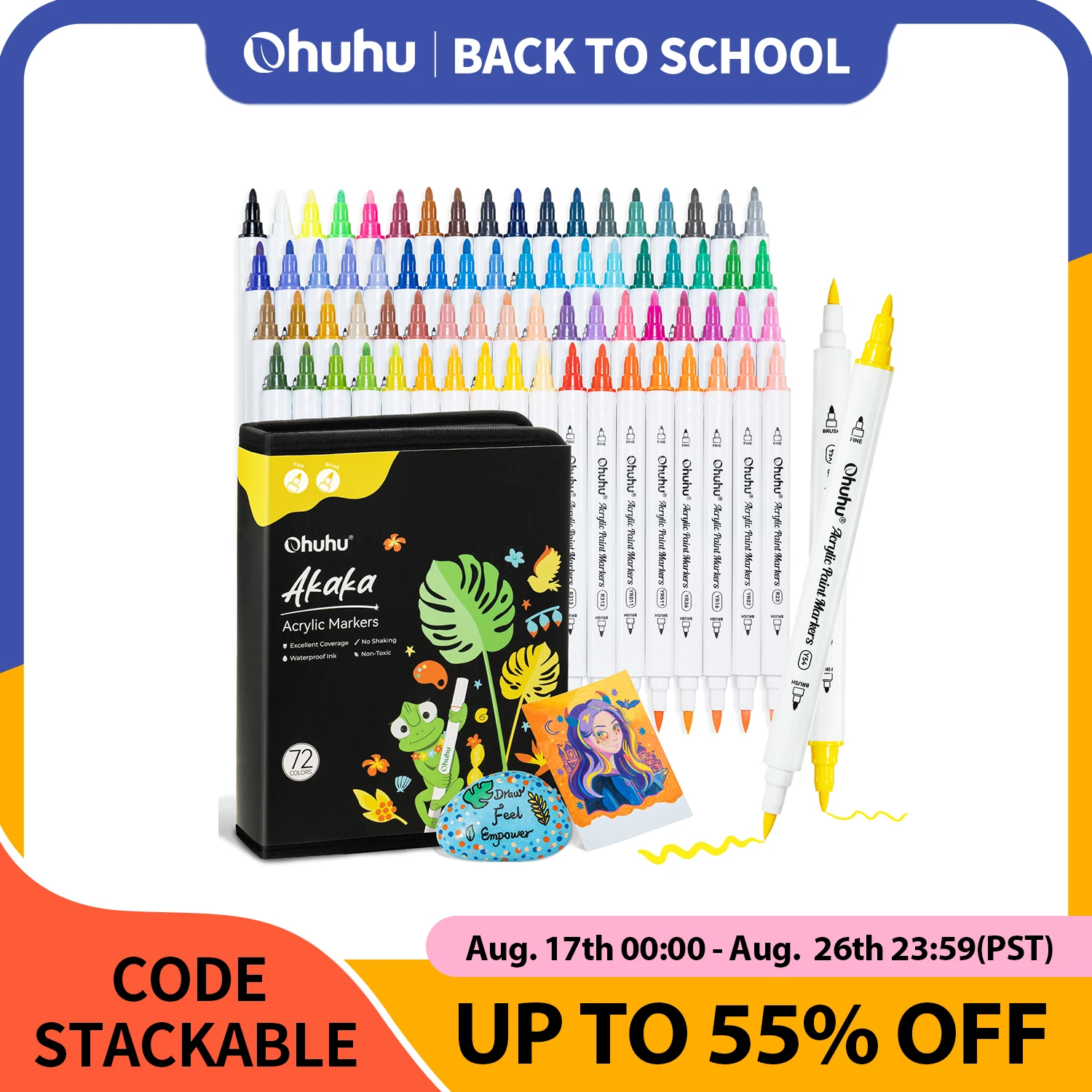 Copic Marker Classic - ปากกาเมจิกสีอะคริลิค Ohuhu ไส้ใยฝ้าย 36 สี หัวสองหัว