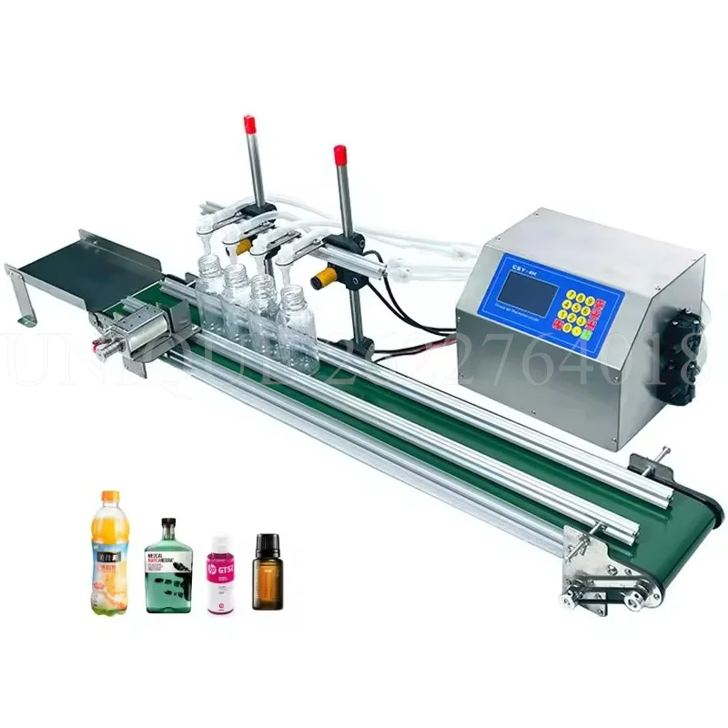 

Commercial Automatic Liquid Filling Machine With Conveyor Belt 4 Head Filler Perfume Can Sense High Precision Heat Resistance