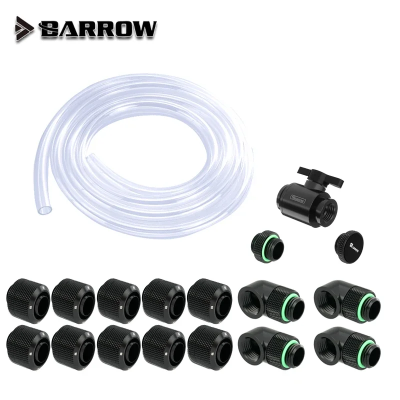 

Barrow Fitting Kit use Soft Pipe Hand Compression Connector Joint + Hose Tube + Switch Water Cooling Accessories Fitting