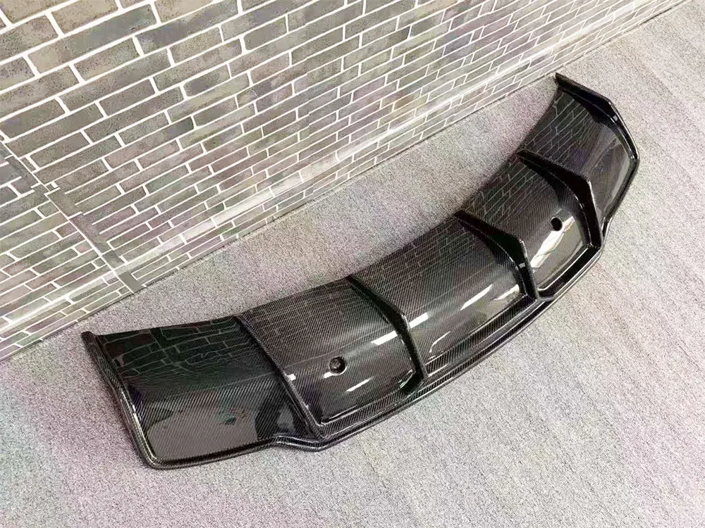 Carbon Fiber Rear Bumper Lip Diffuser with Hole for Tesla Model 3 2018 2019 2020 FRP Unpainted Black Hugger Fin Plate