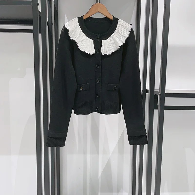 Damski jednorzędowy kardigan z dzianiny baby face, długi rękaw, ciepłe zimowe ubrania, damskie topy.