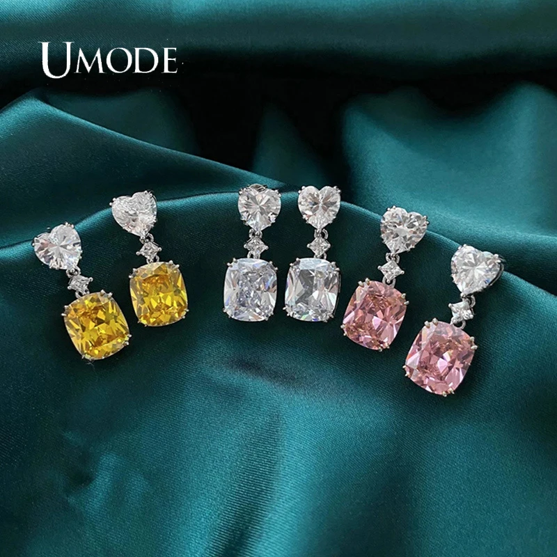 UMODE NEW Drop Shape AAA+Zirconia Crystal Earring Heart Shape Earrings for Elegant Women Wedding Jewelry Accessories UE0874