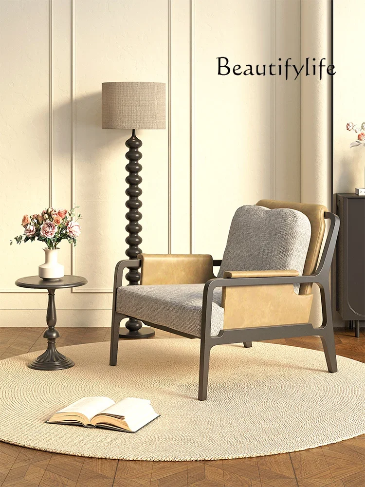 

New Chinese Style Solid Wood Single-Seat Sofa Chair VIP Reception Office Leisure Sofa