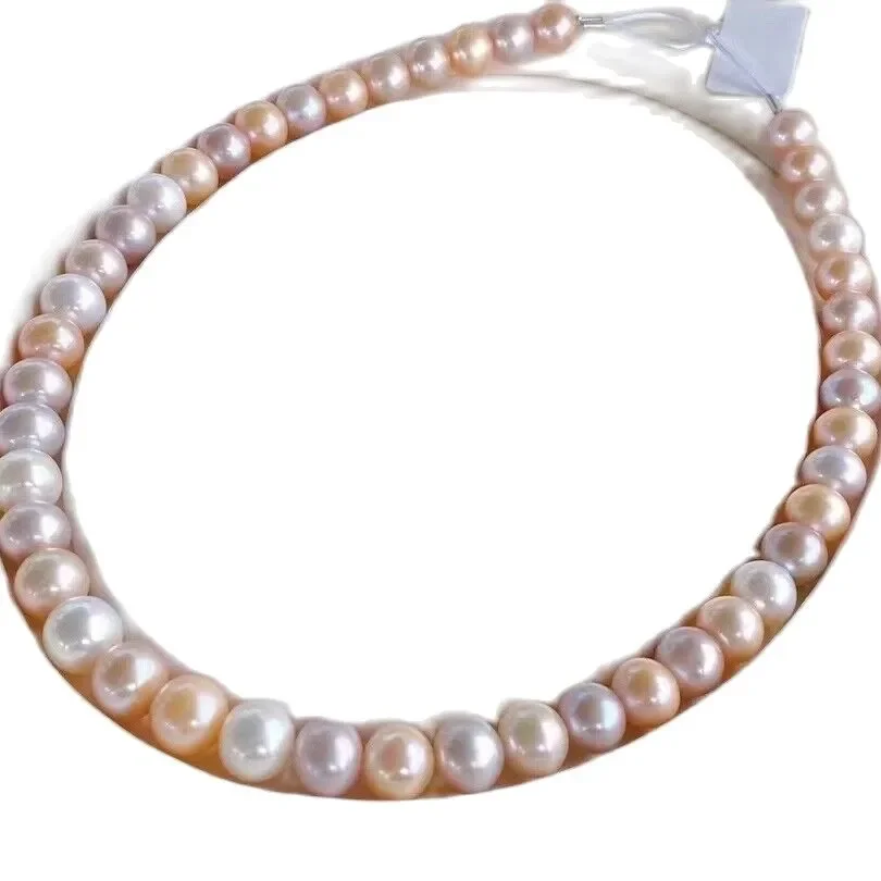 AAA 8-9-10mm  Millimeter natural circular South China Sea multicolored pearl necklace