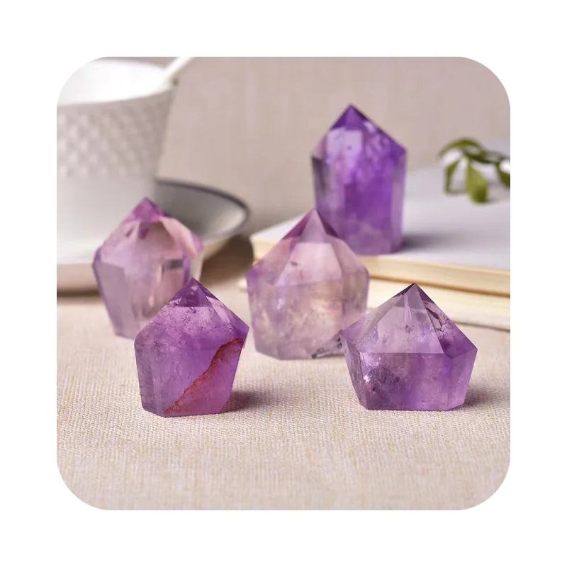 

Wholesale High Quality Healing mineral Stone Point Amethyst Crystal Amethyst Tower polished wand rock for fengshui decorations