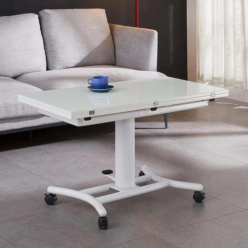 

Elevated, tempered glass, foot pedal, elevated desk, small unit, dual-purpose, simple living room tea table