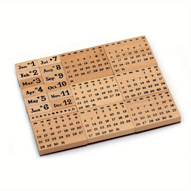 20 Pc/set Permanent Calendar Wooden Rubber Stamps Scrapbooking Decoration Bullet Journaling DIY Craft Standard Stamp