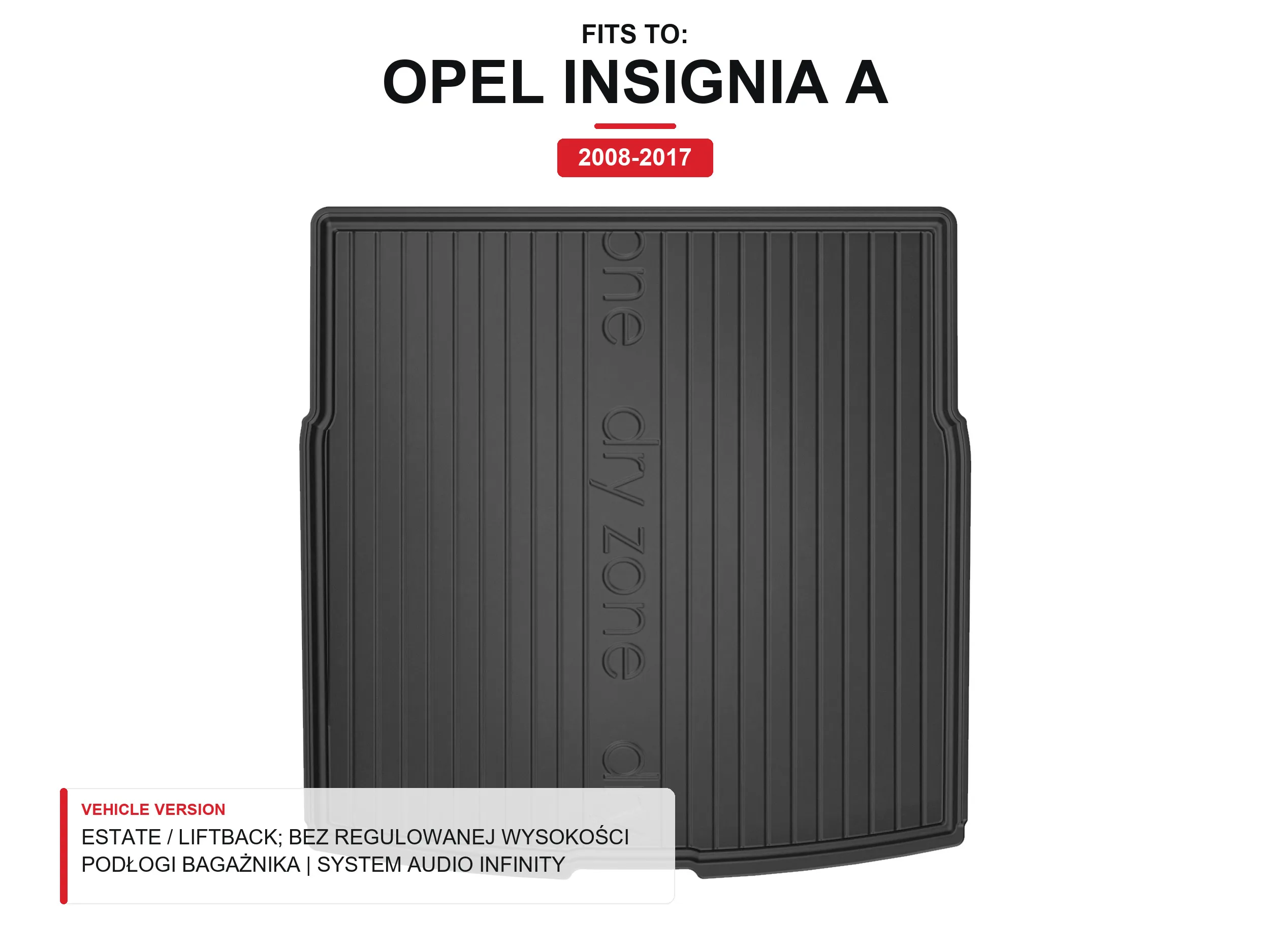 Tpe Dryzone kofferbakmat voor: Opel Insignia a 2008-2017 Station Wagon
