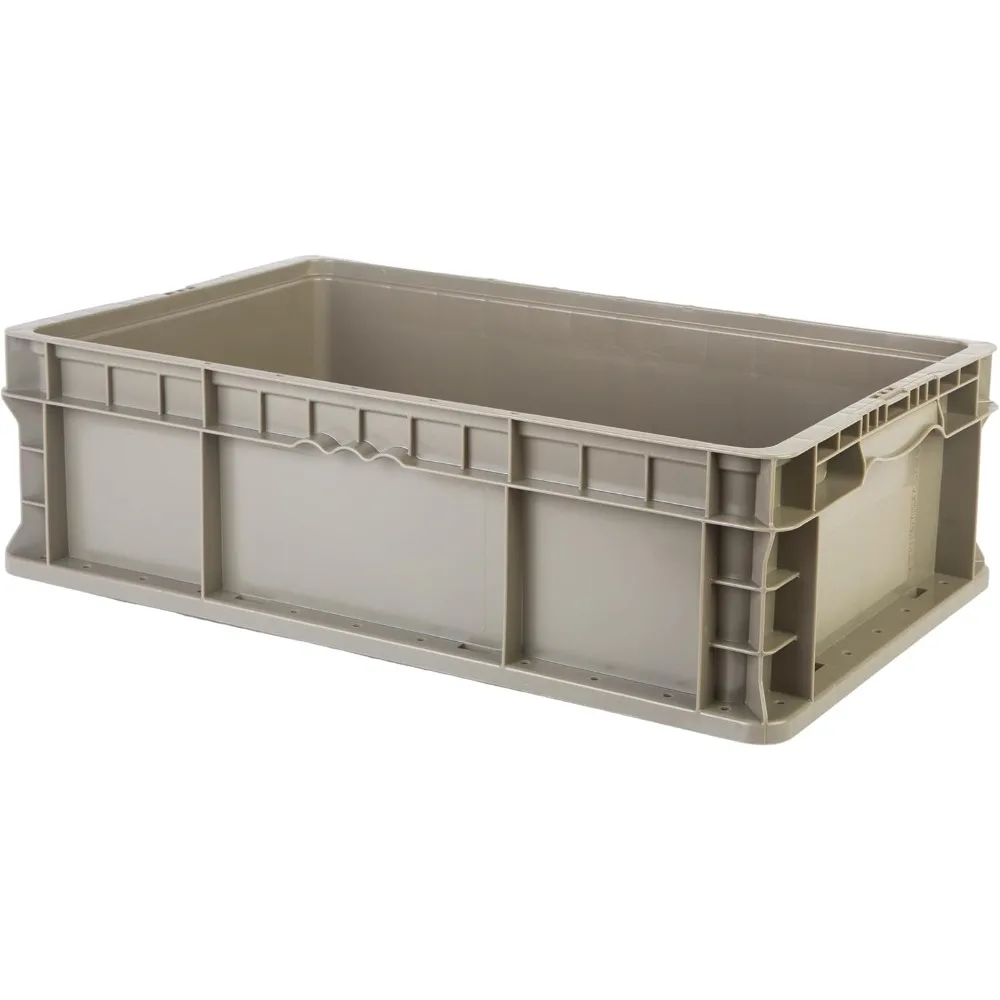 

Контейнер для хранения с прямыми стенками и ручками, 24 x 15 x 7,5 дюймов, 2 шт., серо-коричневый