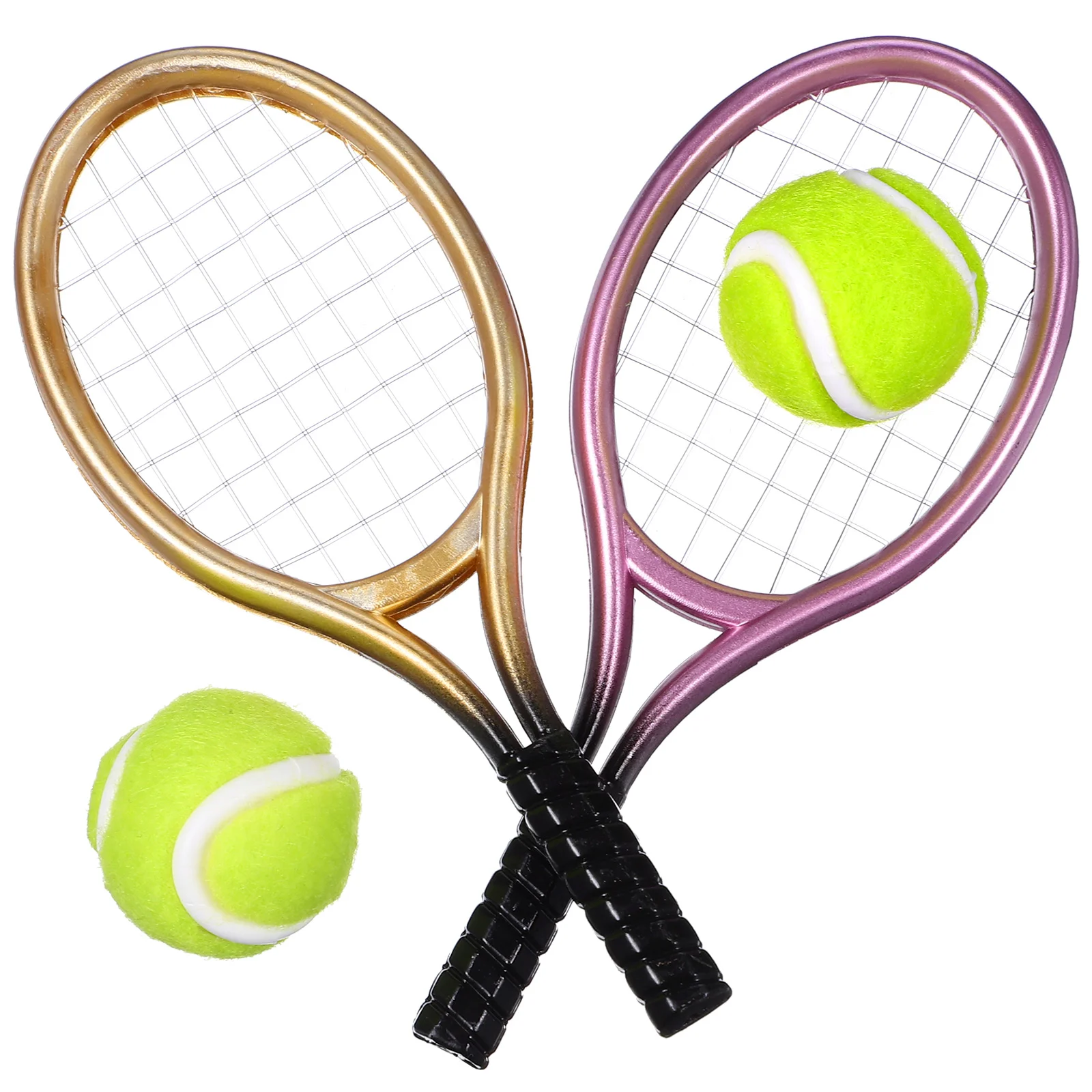 2 Sets Decorate Tennis Racket Child Sport Accessories Miniature Racquet Plastic Decorative