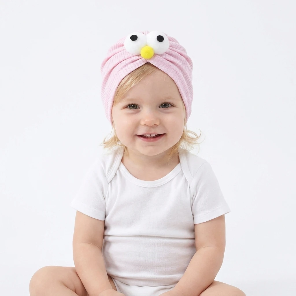 New children's hat, quirky eye design, thin breathable baby hat, European and American cross-border infant fontanel protector