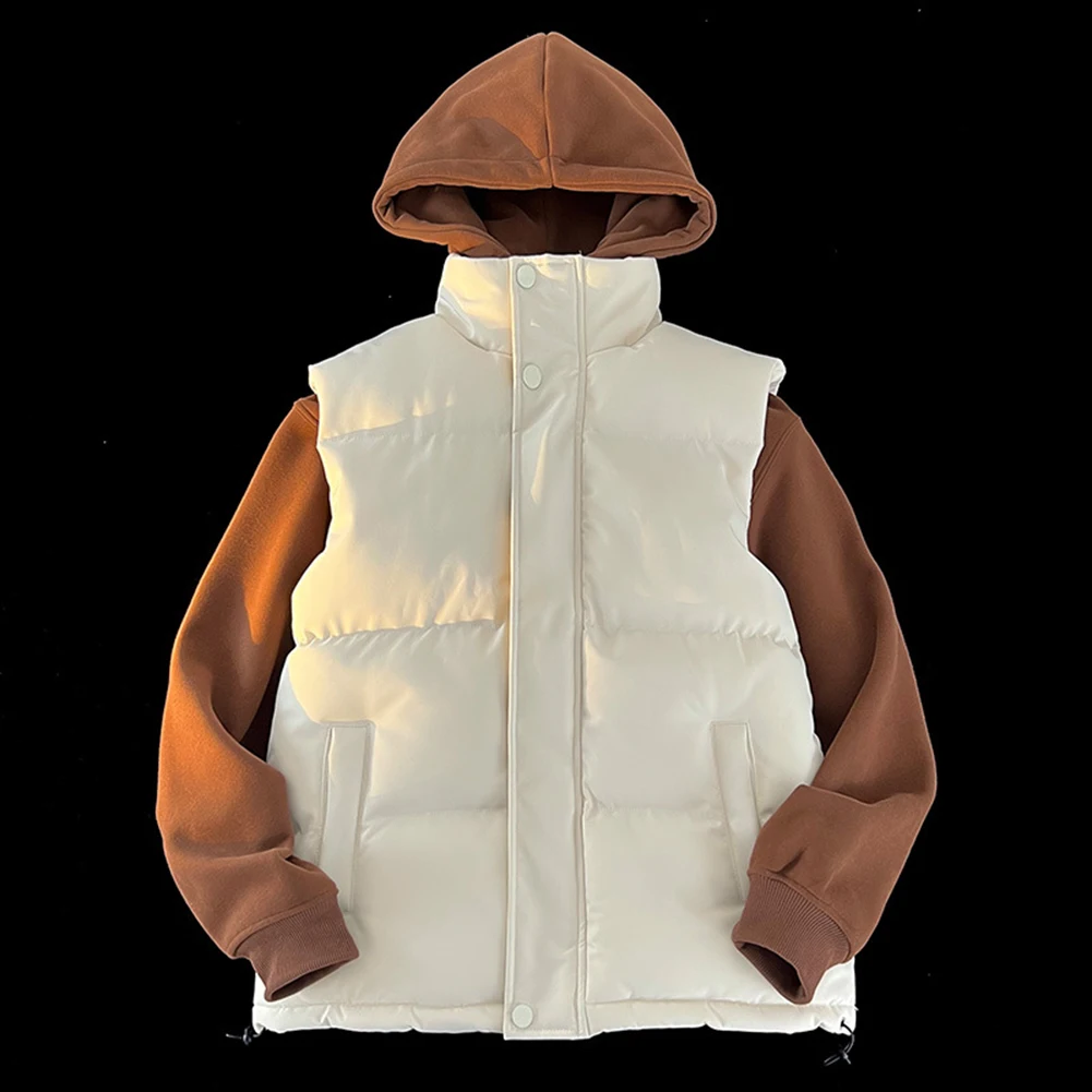 Men Women Sleeveless Warm Vest Jacket Stand Collar Waistcoat Solid Color Casual Tank Top for Outdoor Daily Use